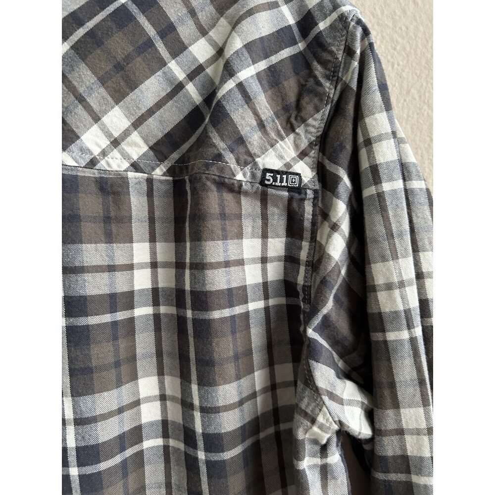 511 Tactical Shirt Mens Sz L  Plaid Snap White, Gray, Brown Multicolor - Picture 4 of 5